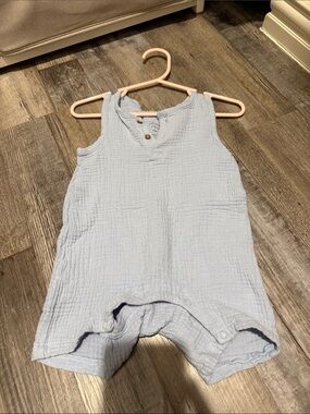 Light Blue Cotton Gauze Baby Romper - Sterling Baby